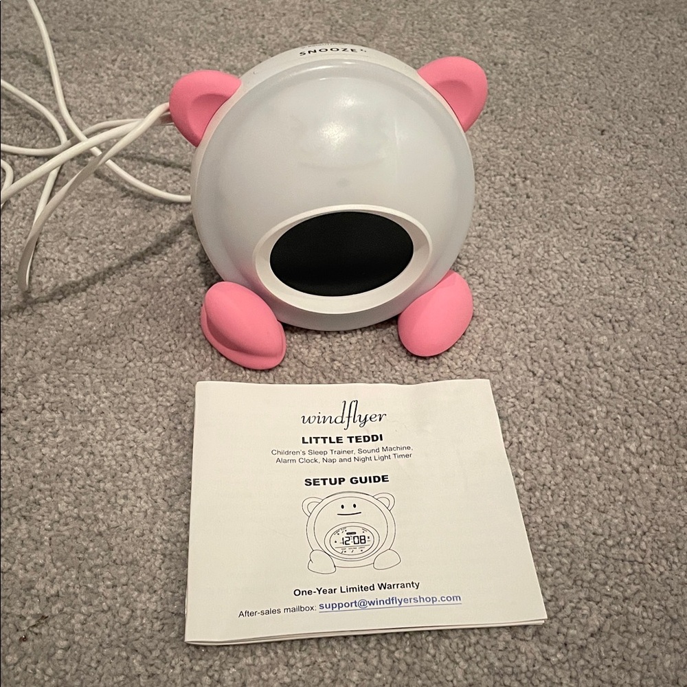Windflyer Little Teddy Alarm Clock with Pink Accents